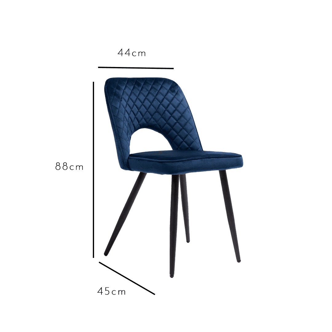 Outlet - Hope Dining Chair - Set of 2 - Dark Blue