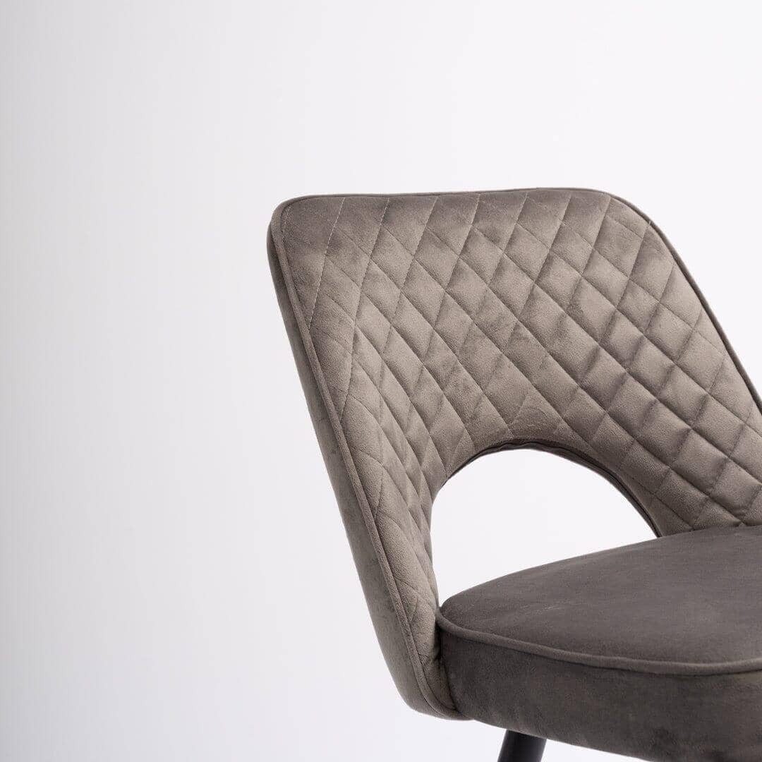 OUTLET - Hope Dark Grey Dining Chair - Set of 2 - Black Legs