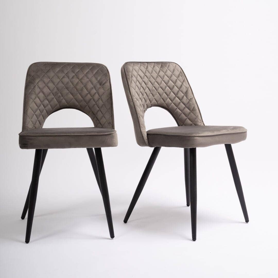 OUTLET - Hope Dark Grey Dining Chair - Set of 2 - Black Legs