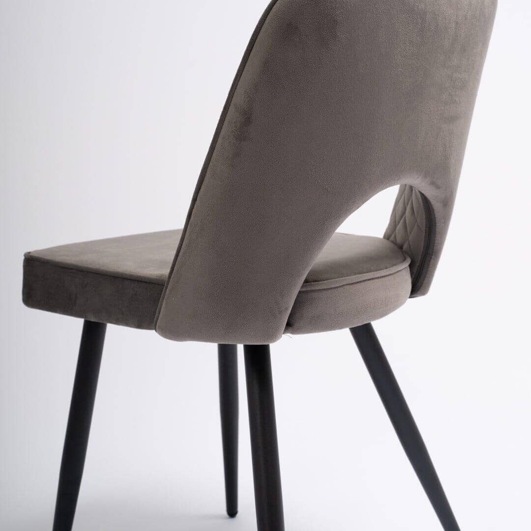 OUTLET - Hope Dark Grey Dining Chair - Set of 2 - Black Legs