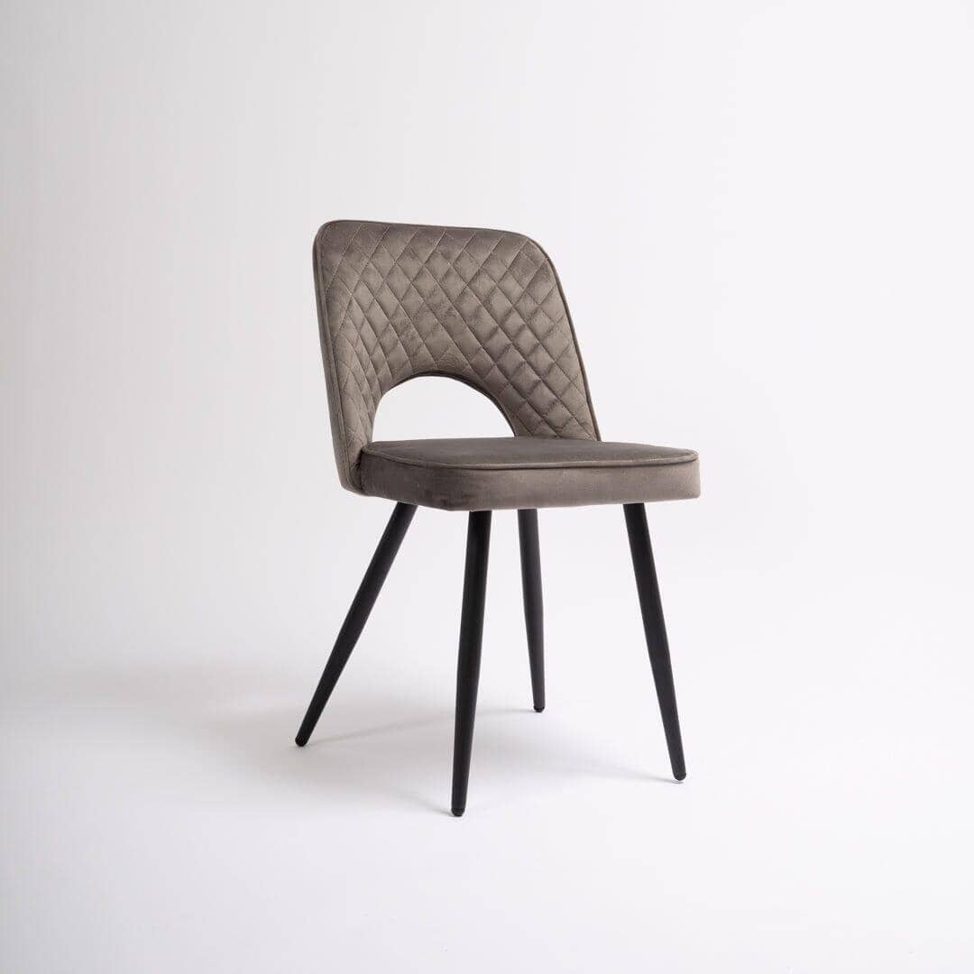 OUTLET - Hope Dark Grey Dining Chair - Set of 2 - Black Legs