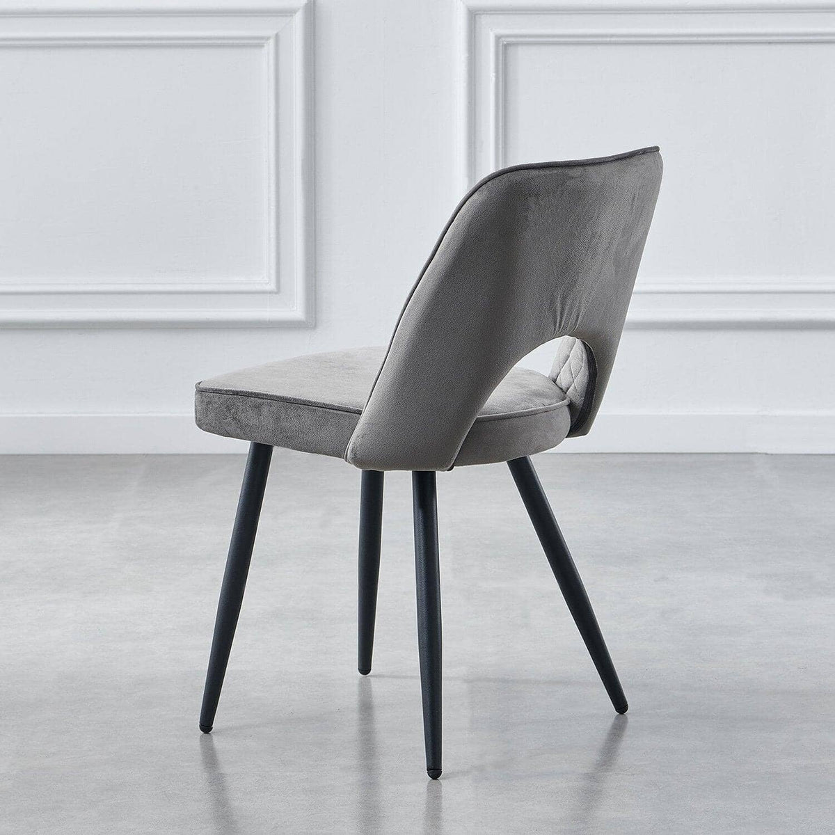 OUTLET - Hope Dark Grey Dining Chair - Set of 2 - Black Legs