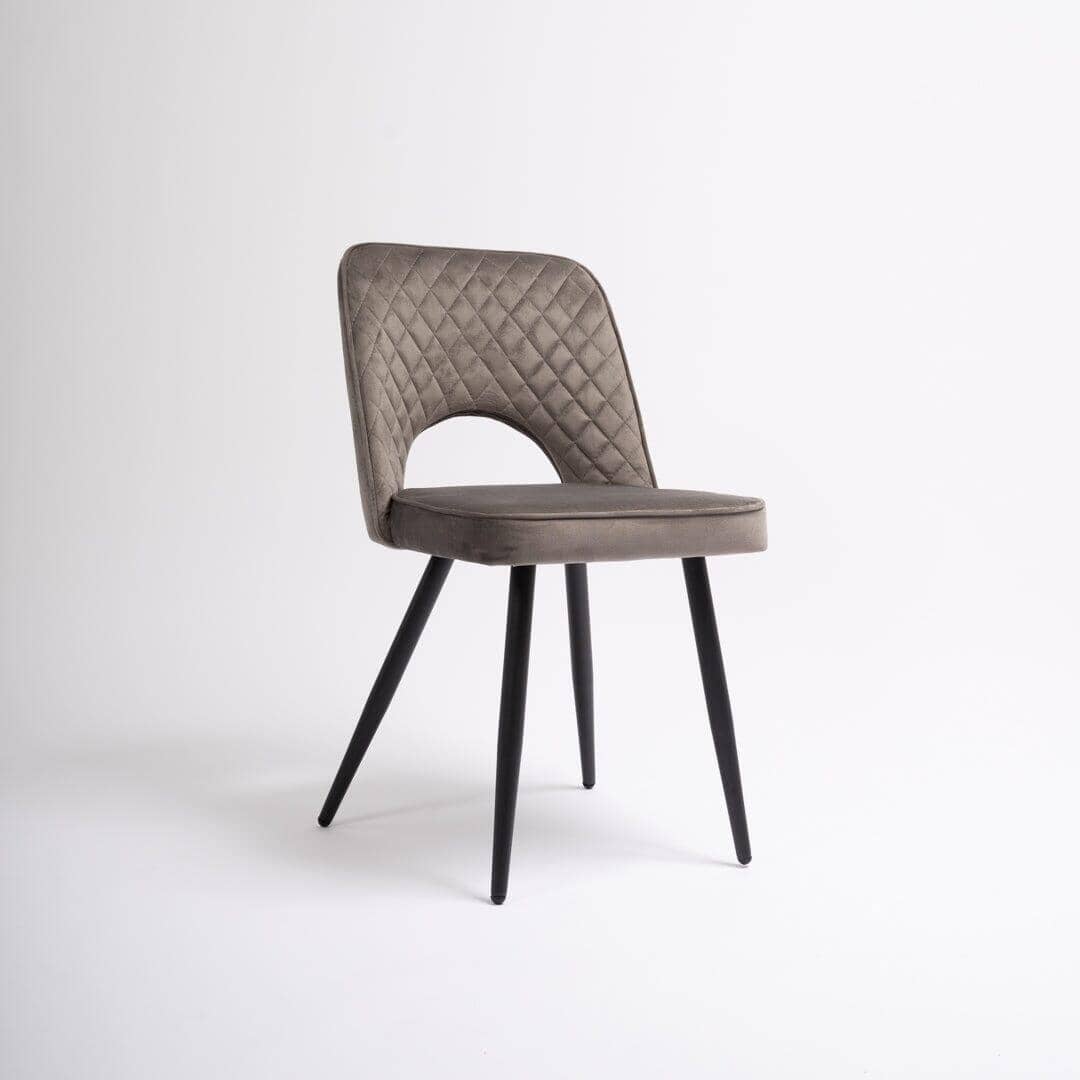 OUTLET - Hope Dark Grey Dining Chair - Set of 2 - Black Legs
