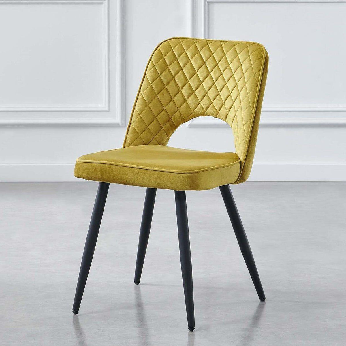 OUTLET - Hope Ochre Yellow Dining Chair - Set of 2 - Black Legs