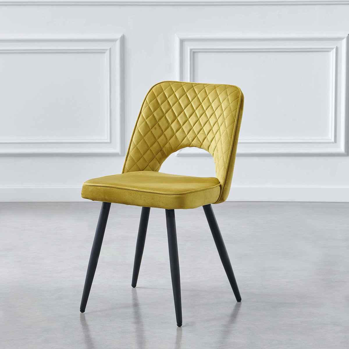 OUTLET - Hope Ochre Yellow Dining Chair - Set of 2 - Black Legs