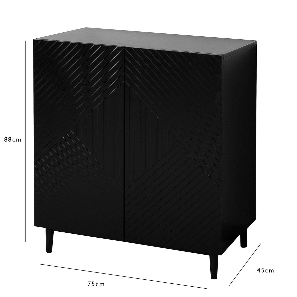 OUTLET - Jack 2 Door Small Sideboard - Geometric Black