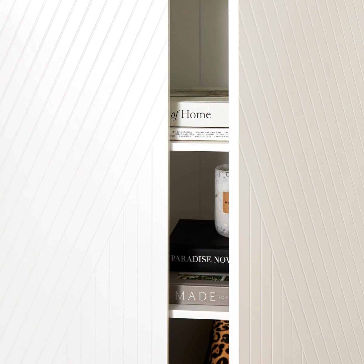 OUTLET - Jack Geometric Large Shoe Cabinet - 2 Door - White