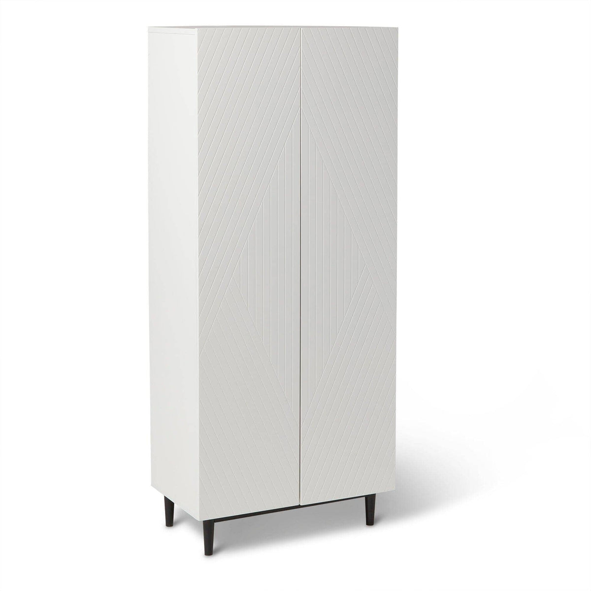 OUTLET - Jack Geometric Large Shoe Cabinet - 2 Door - White