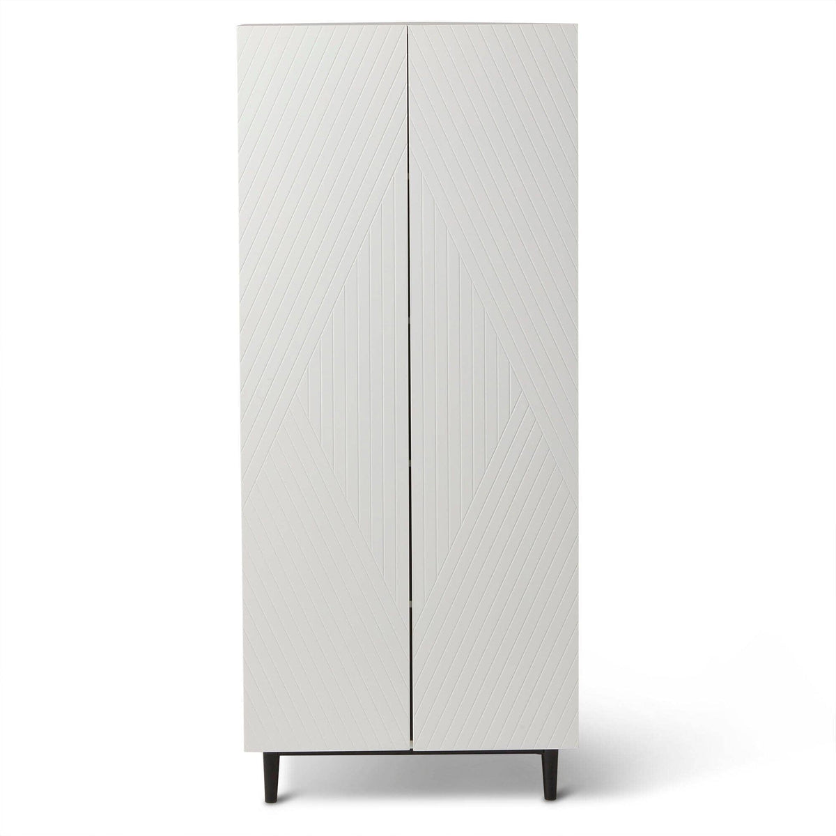 OUTLET - Jack Geometric Large Shoe Cabinet - 2 Door - White