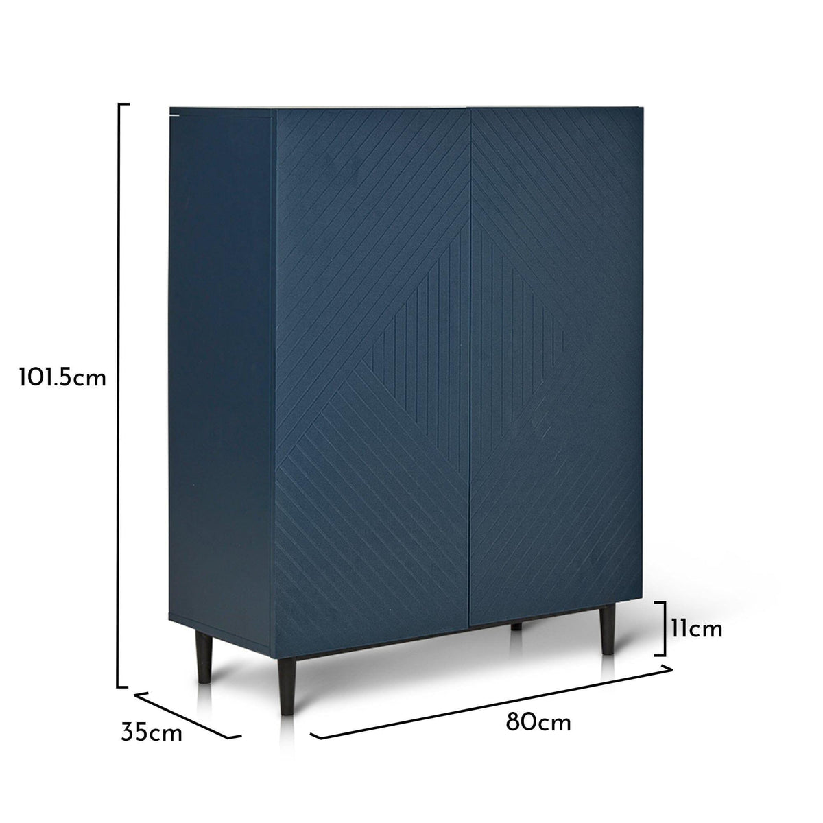OUTLET - Jack Geometric Small Shoe Cabinet - 2 Door - Blue