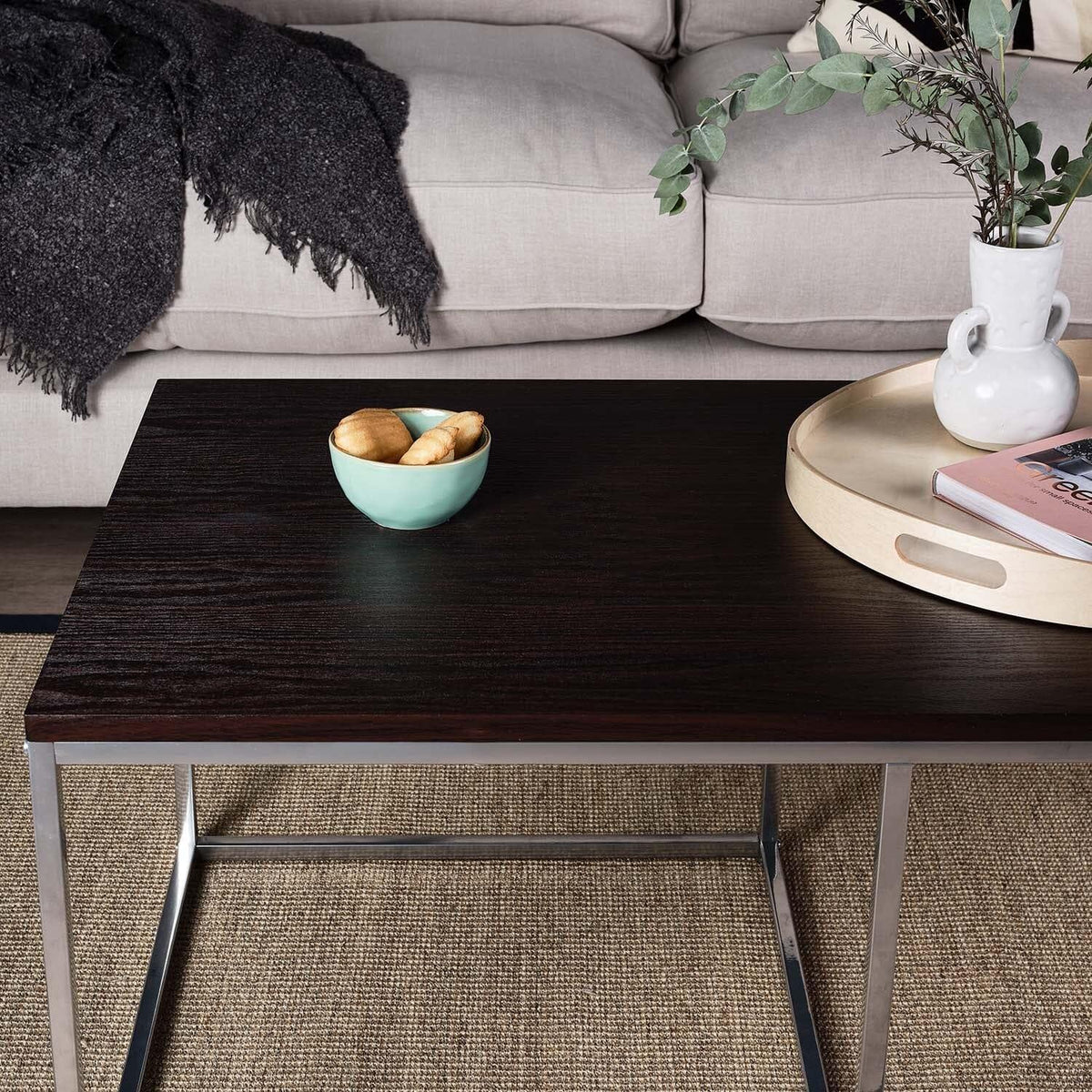 OUTLET - Jay Walnut Coffee Table - Chrome Frame
