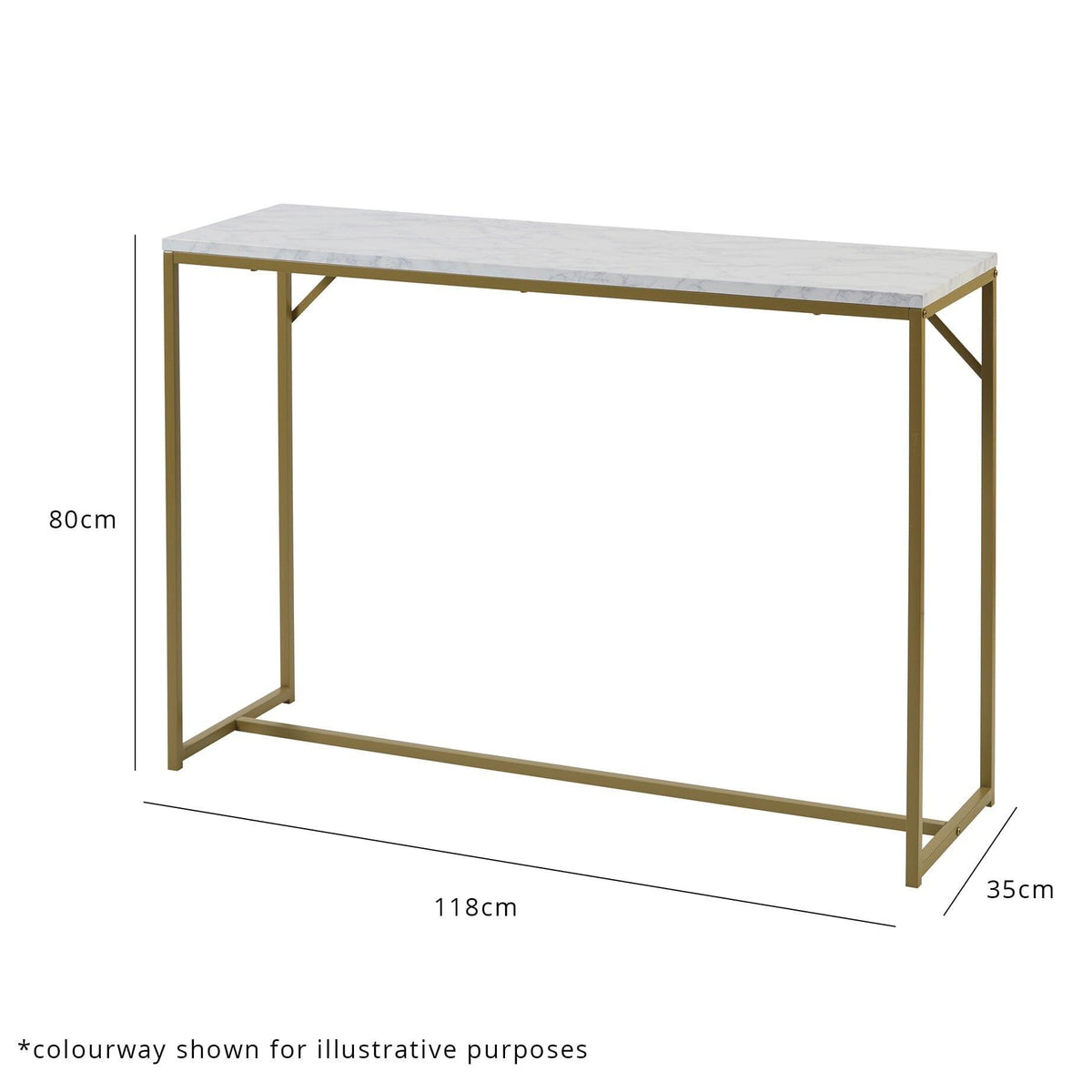 OUTLET - Jay Marble Effect Console Table - Black Legs
