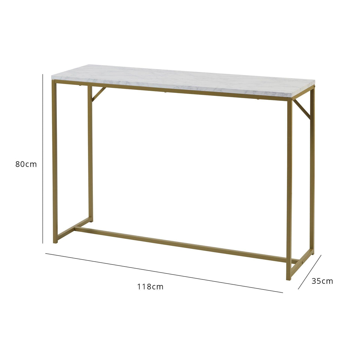 OUTLET - Jay Marble Effect Console Table - Gold Legs
