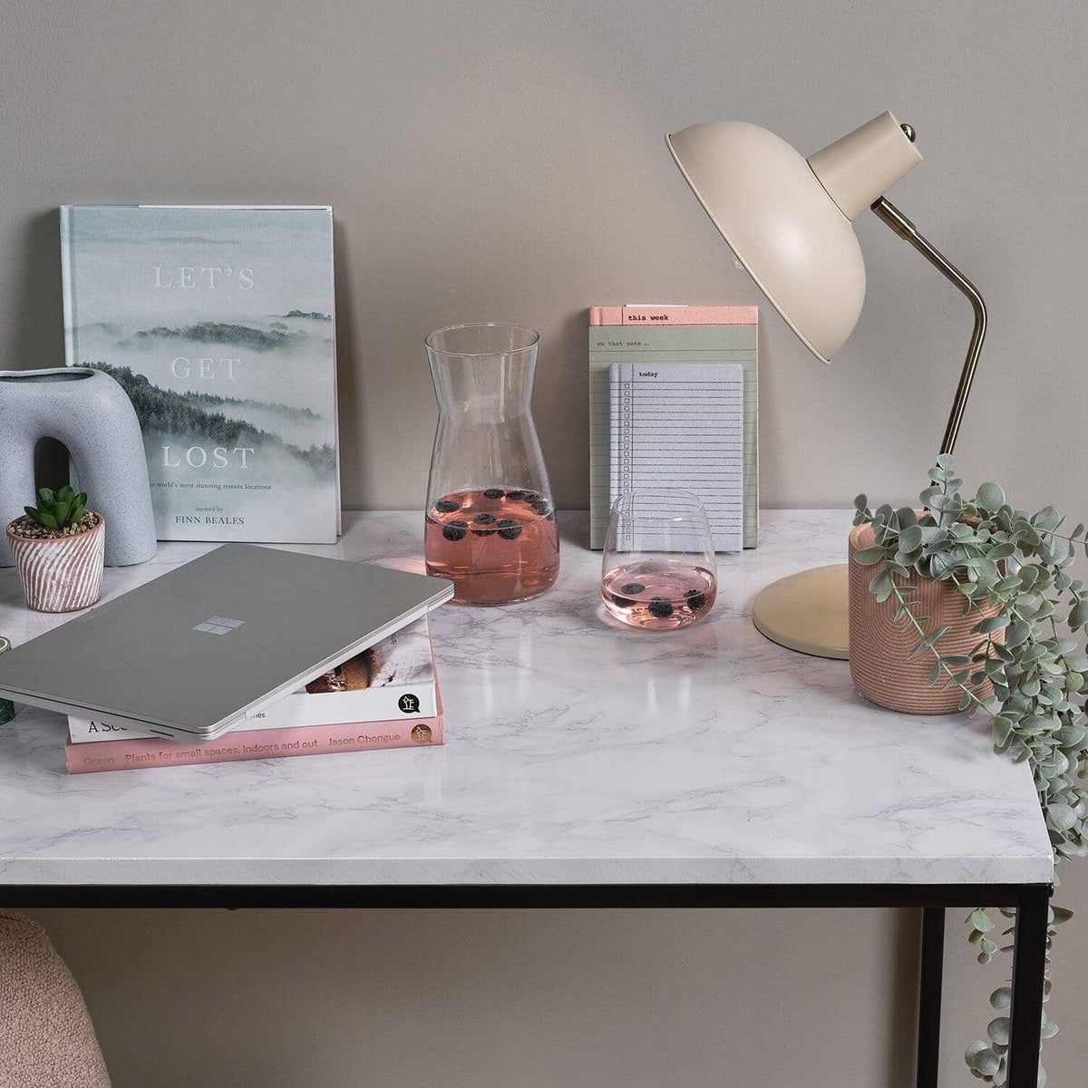 OUTLET - Jay Marble Effect Desk - Black