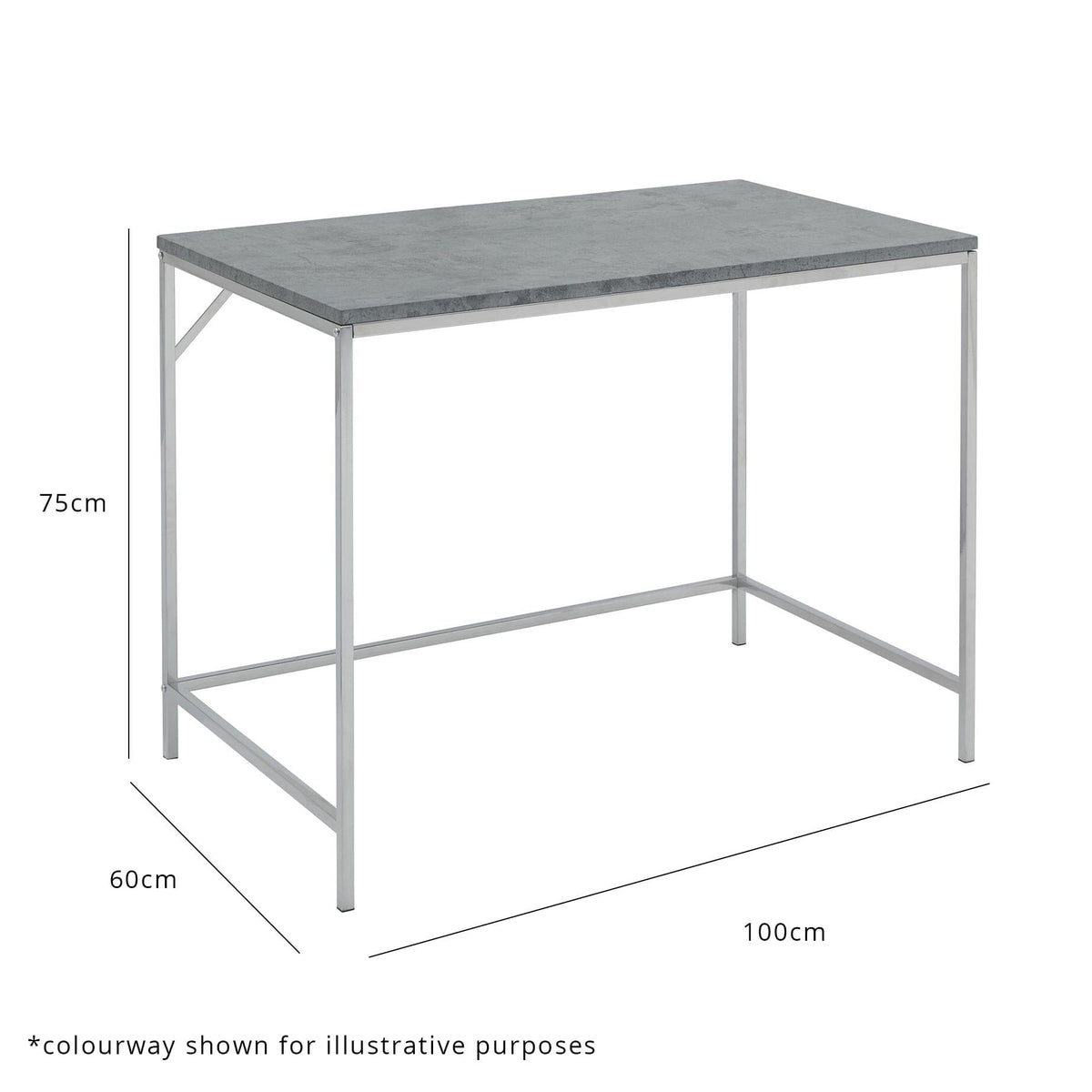 OUTLET - Jay Marble Effect Desk - Chrome