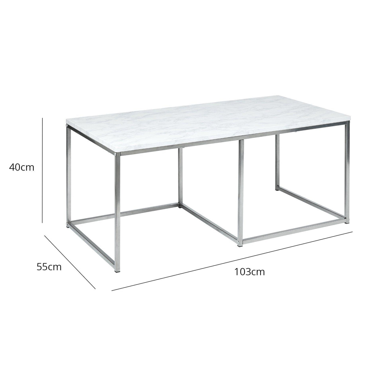 OUTLET - Jay Large Marble Effect Coffee Table - Chrome Frame