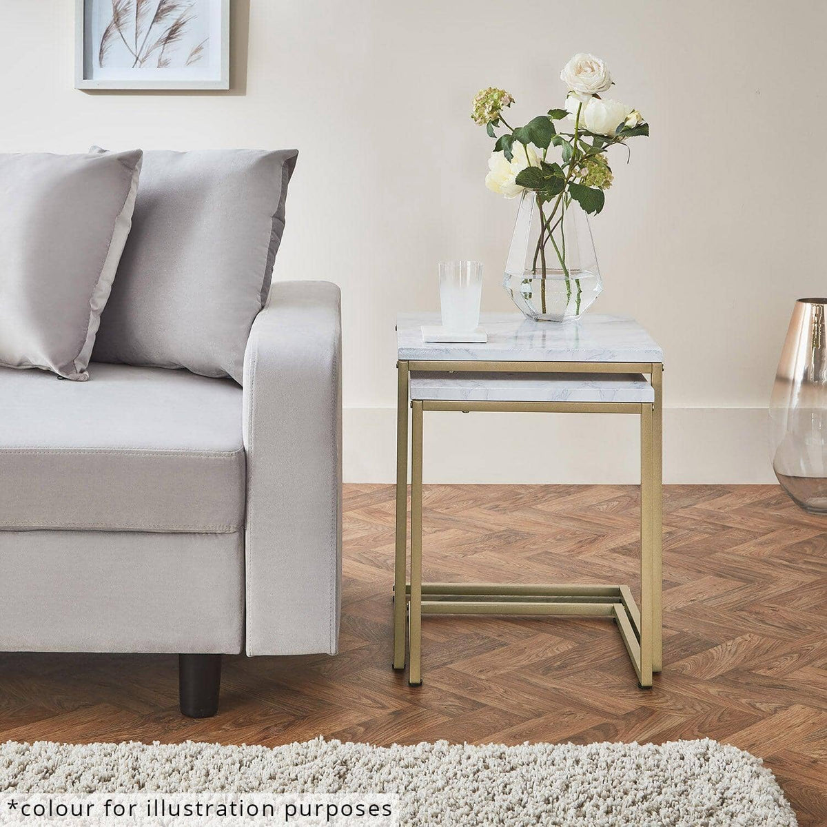 OUTLET - Jay Concrete Nest of Tables - Black Frame