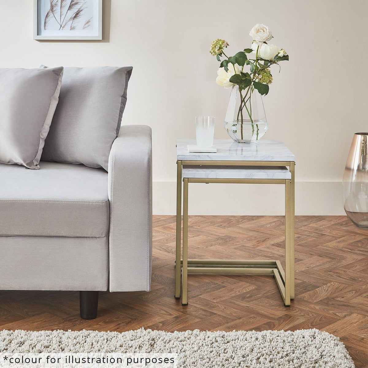 OUTLET - Jay Concrete Nest of Tables - Chrome Frame