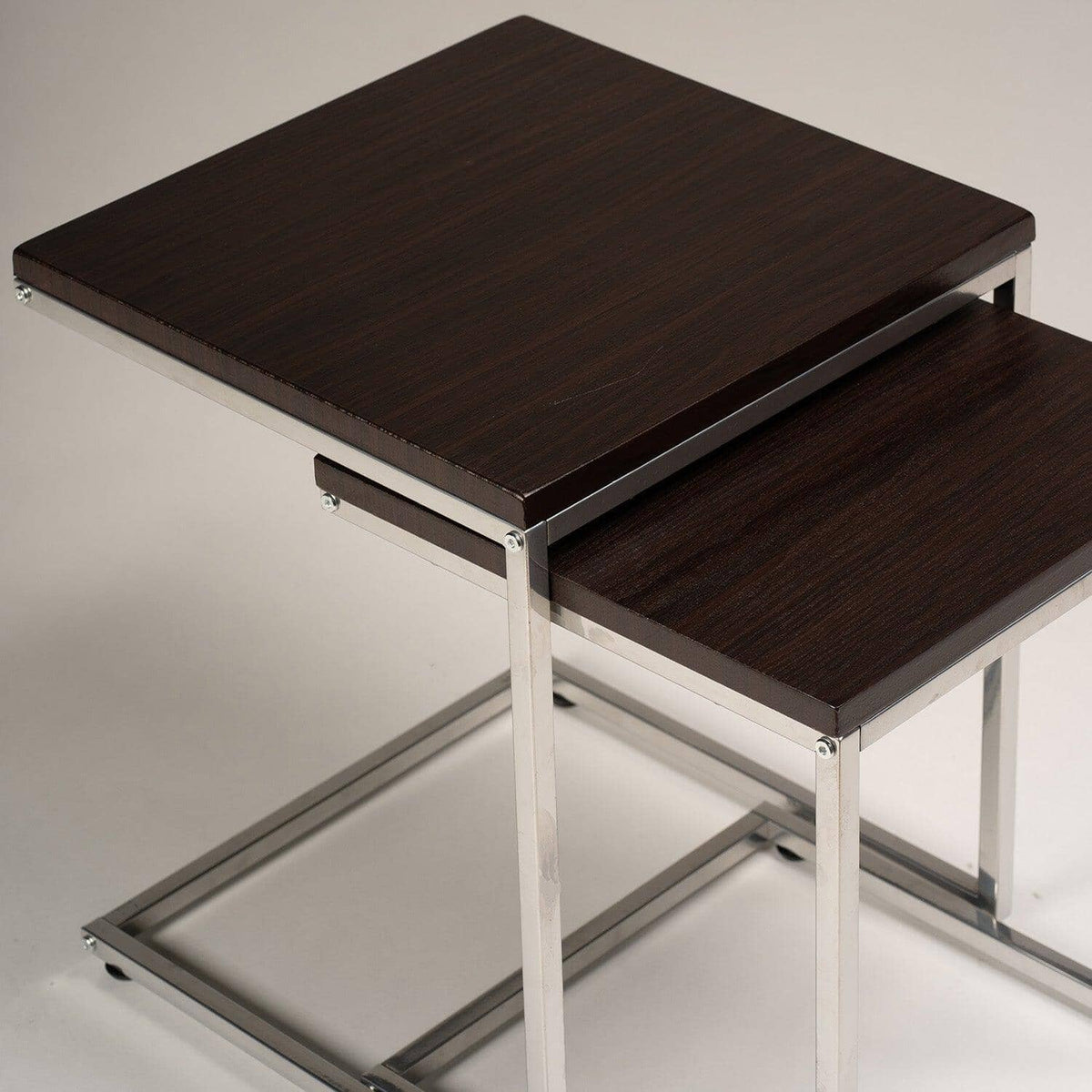 Outlet - Jay Nest of Tables - Walnut Effect & Chrome