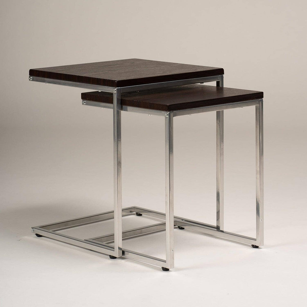 Outlet - Jay Nest of Tables - Walnut Effect & Chrome