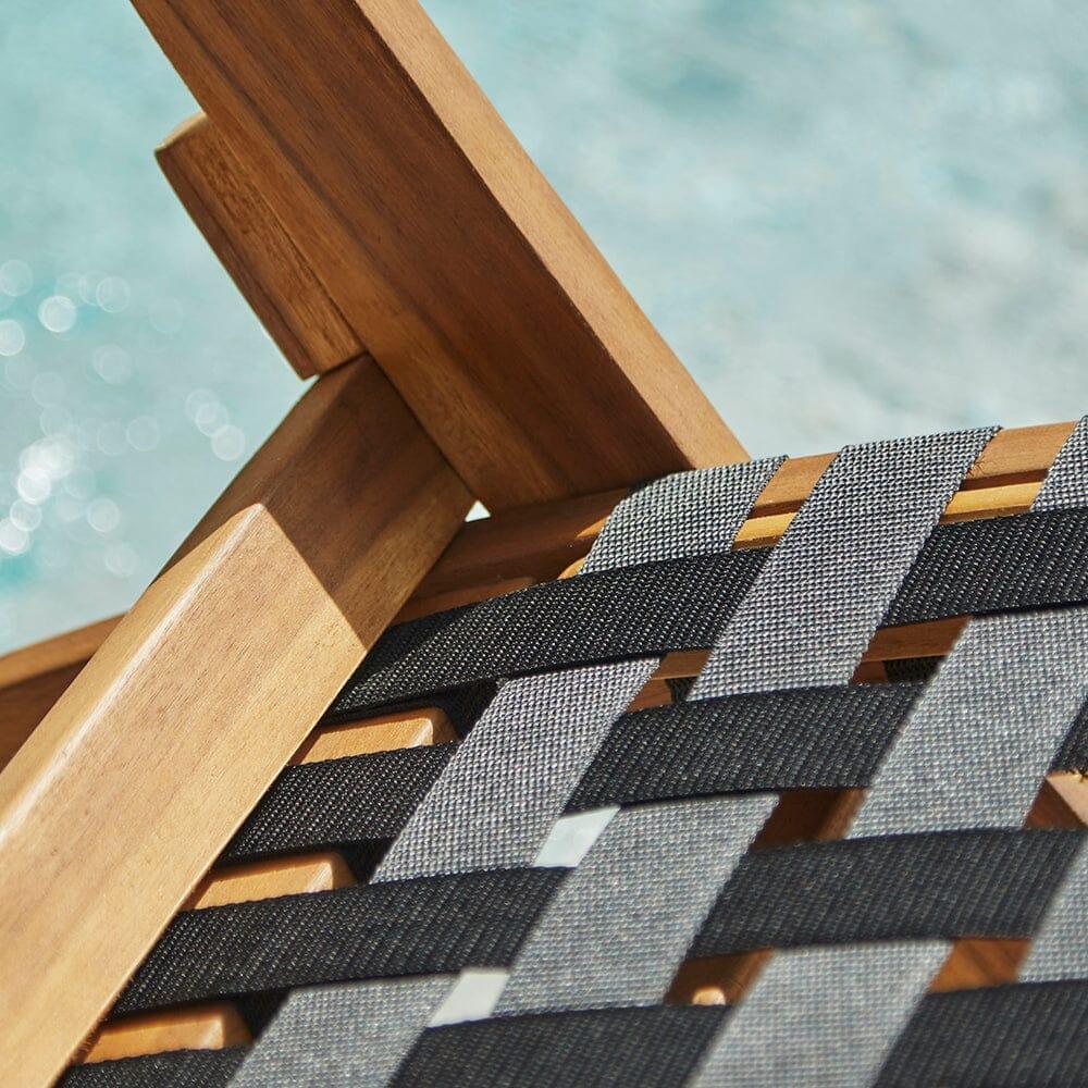 OUTLET - Kai Wooden Garden Folding Beach Chair Black - Set of 2