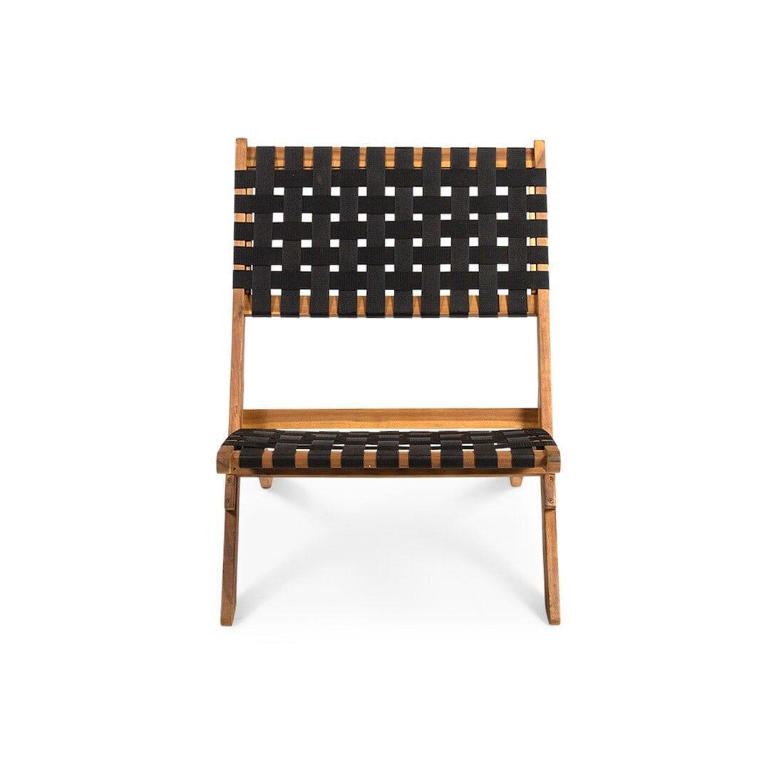 OUTLET - Kai Wooden Garden Folding Beach Chair Black - Set of 2