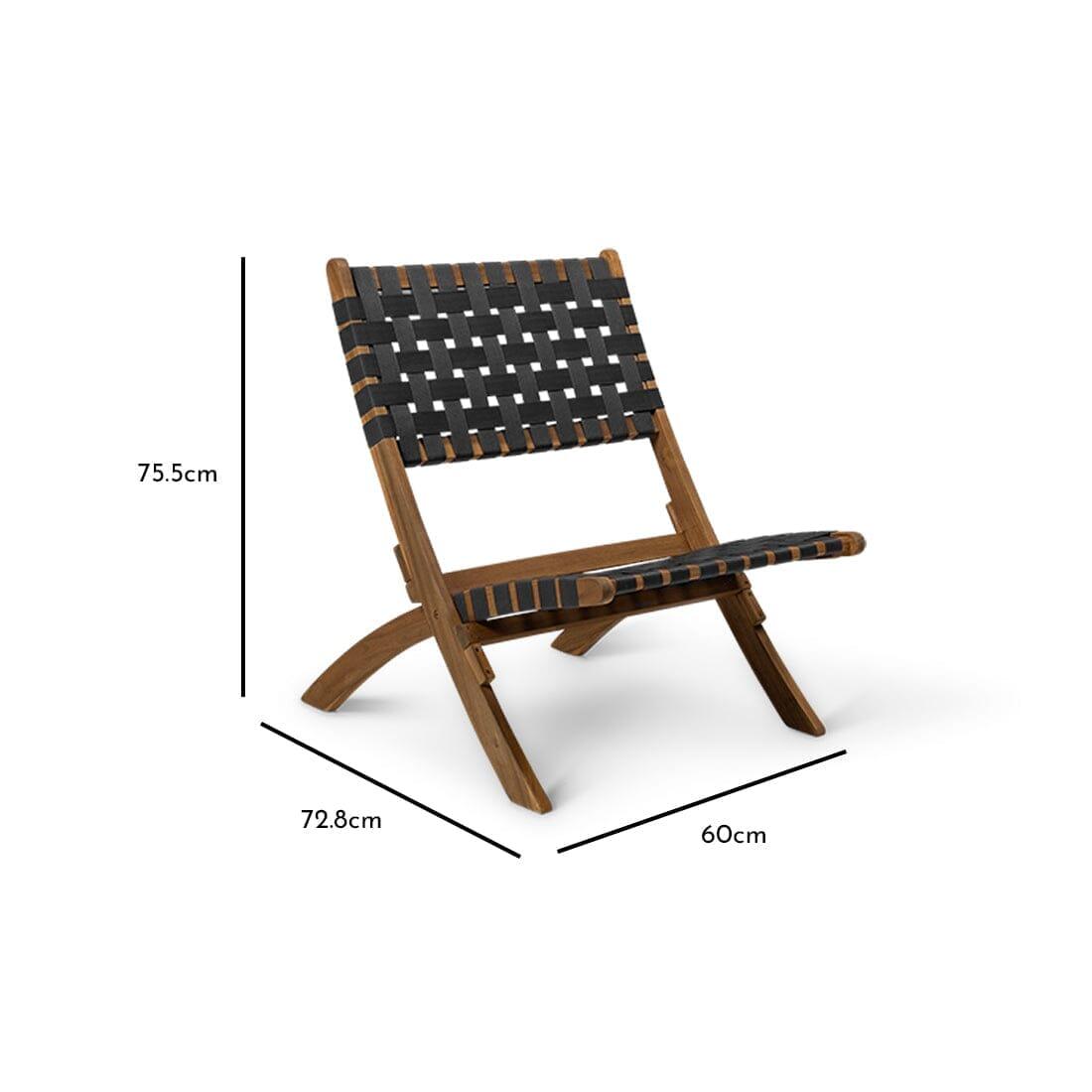 OUTLET - Kai Wooden Garden Folding Beach Chair Black - Set of 2