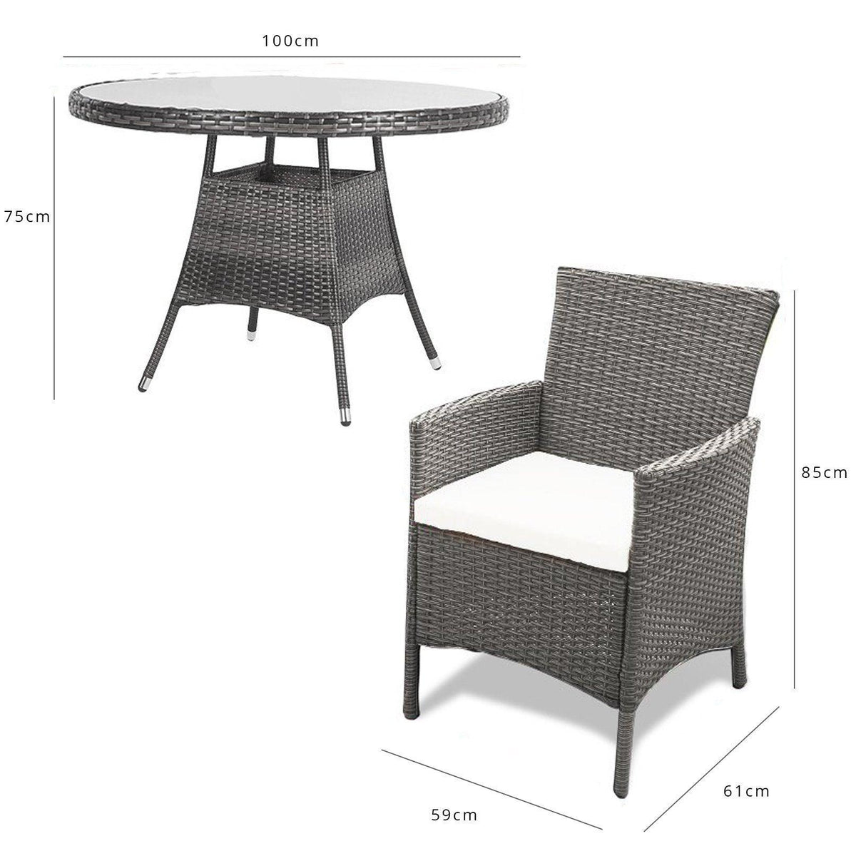 OUTLET - Kemble 4 Seater Garden Round Dining Table - Grey