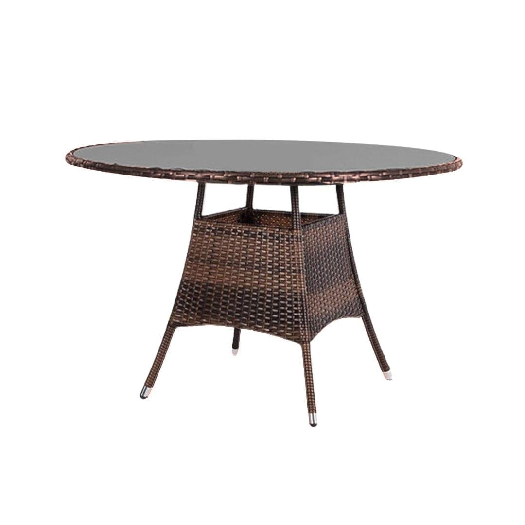 OUTLET - Kemble 8 Seater Garden Round Dining Table - Brown