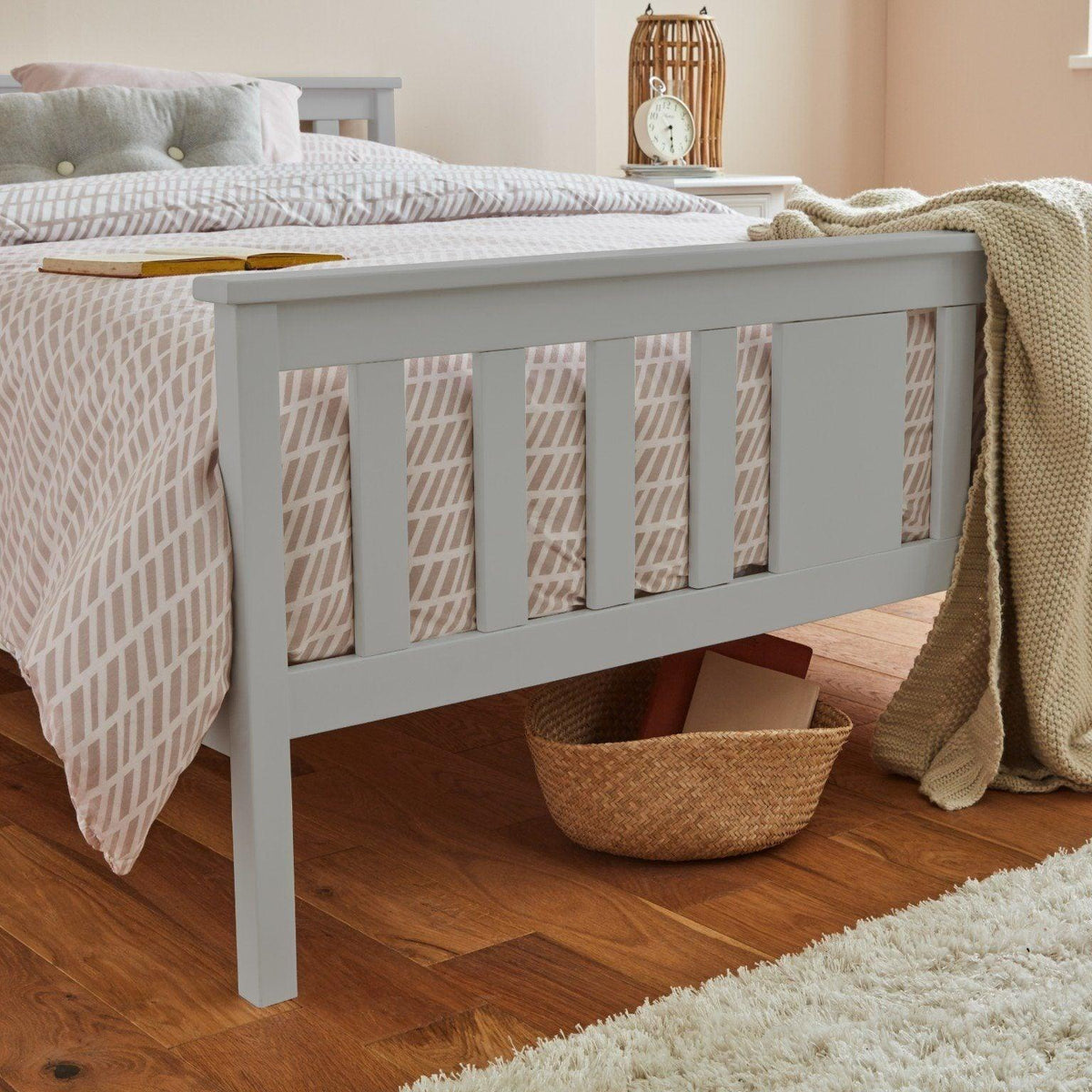 Outlet - Lisa Wooden King Size Bed Frame - Grey
