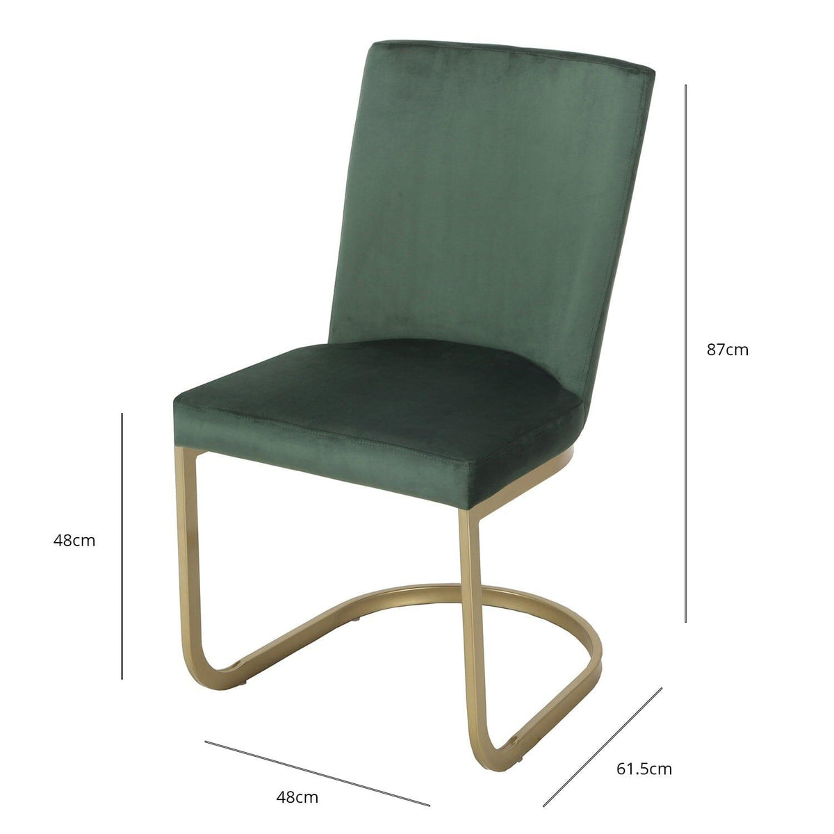 OUTLET - Lola Green Dining Chairs - Set of 2 - Gold Legs