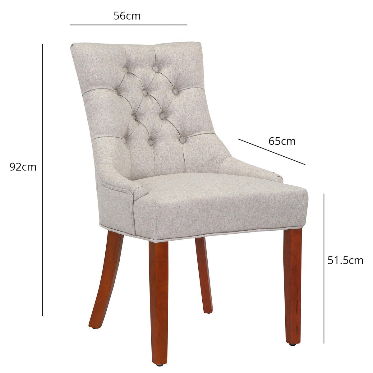 OUTLET - Louis Sand Dining Chairs - Set of 2 - Dark Wood Legs
