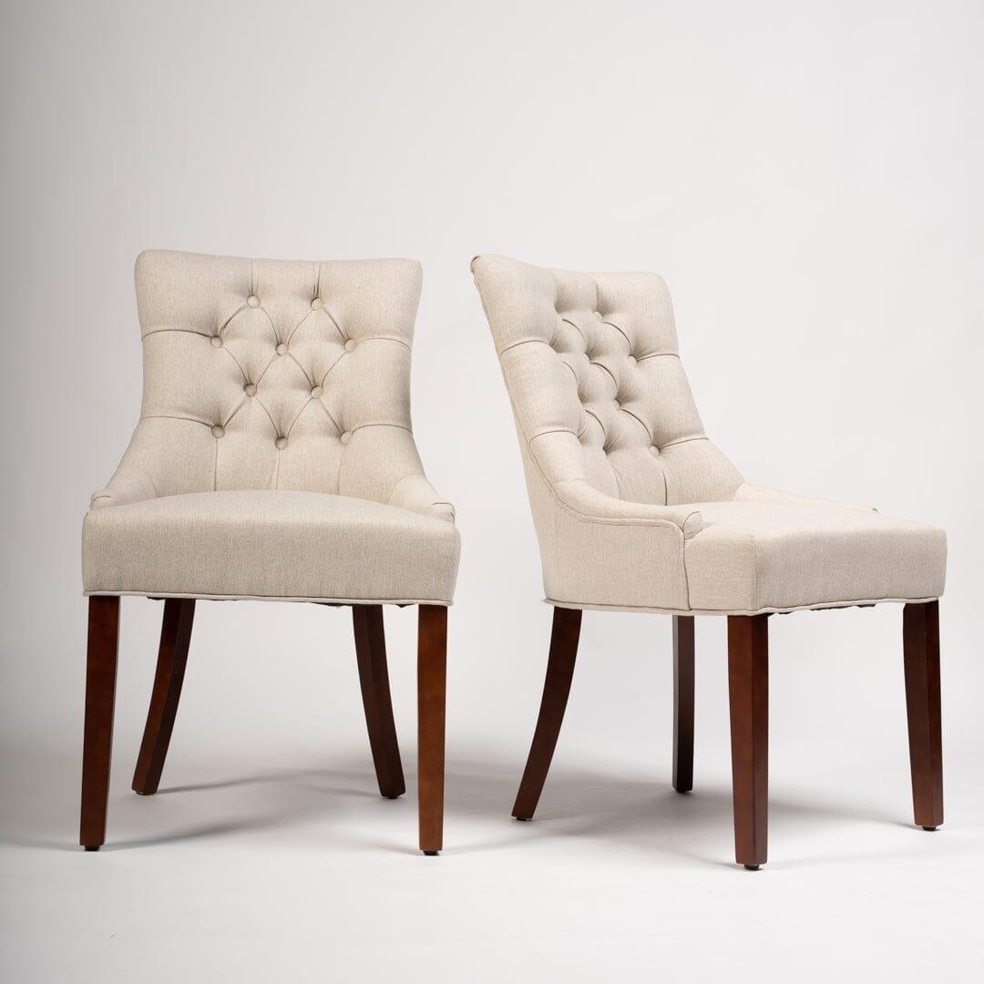 OUTLET - Louis Sand Dining Chairs - Set of 2 - Dark Wood Legs