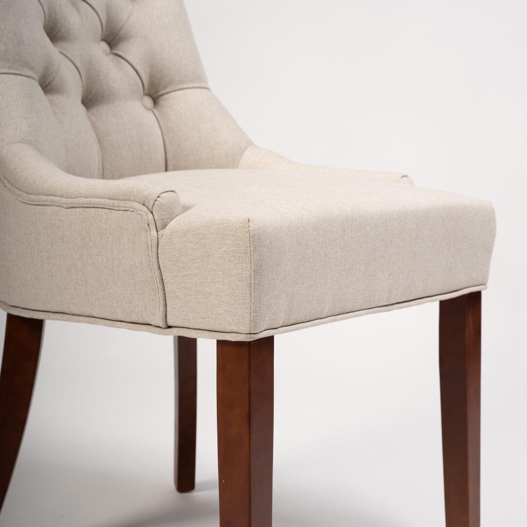 OUTLET - Louis Sand Dining Chairs - Set of 2 - Dark Wood Legs