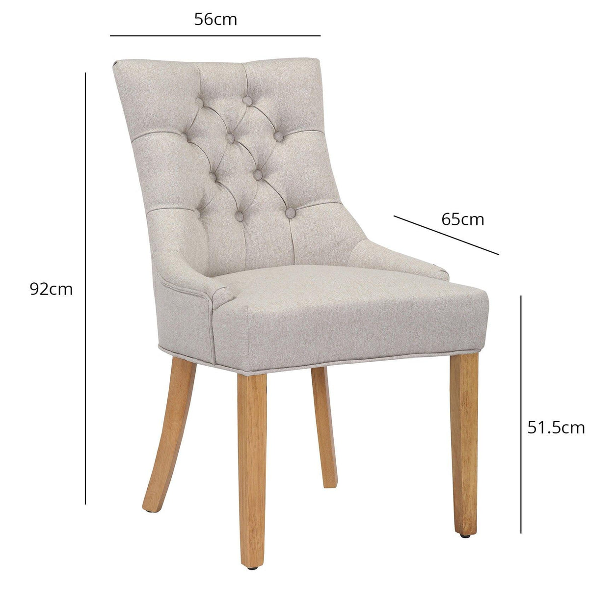 OUTLET - Louis Sand Dining Chairs - Set of 2 - Light Wood Legs