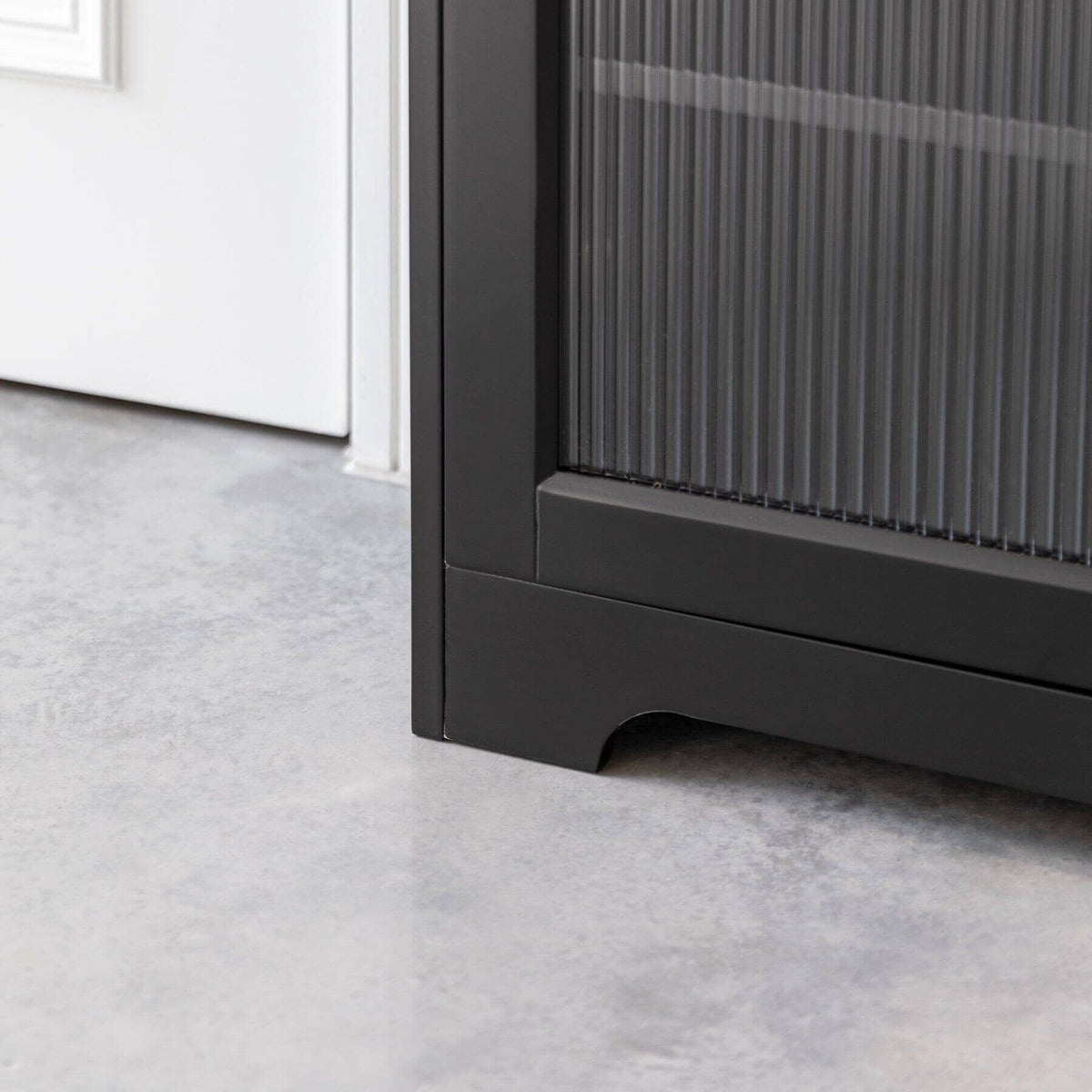 OUTLET - Lua 2 Door Narrow Sideboard - Noir Black with Glass Door