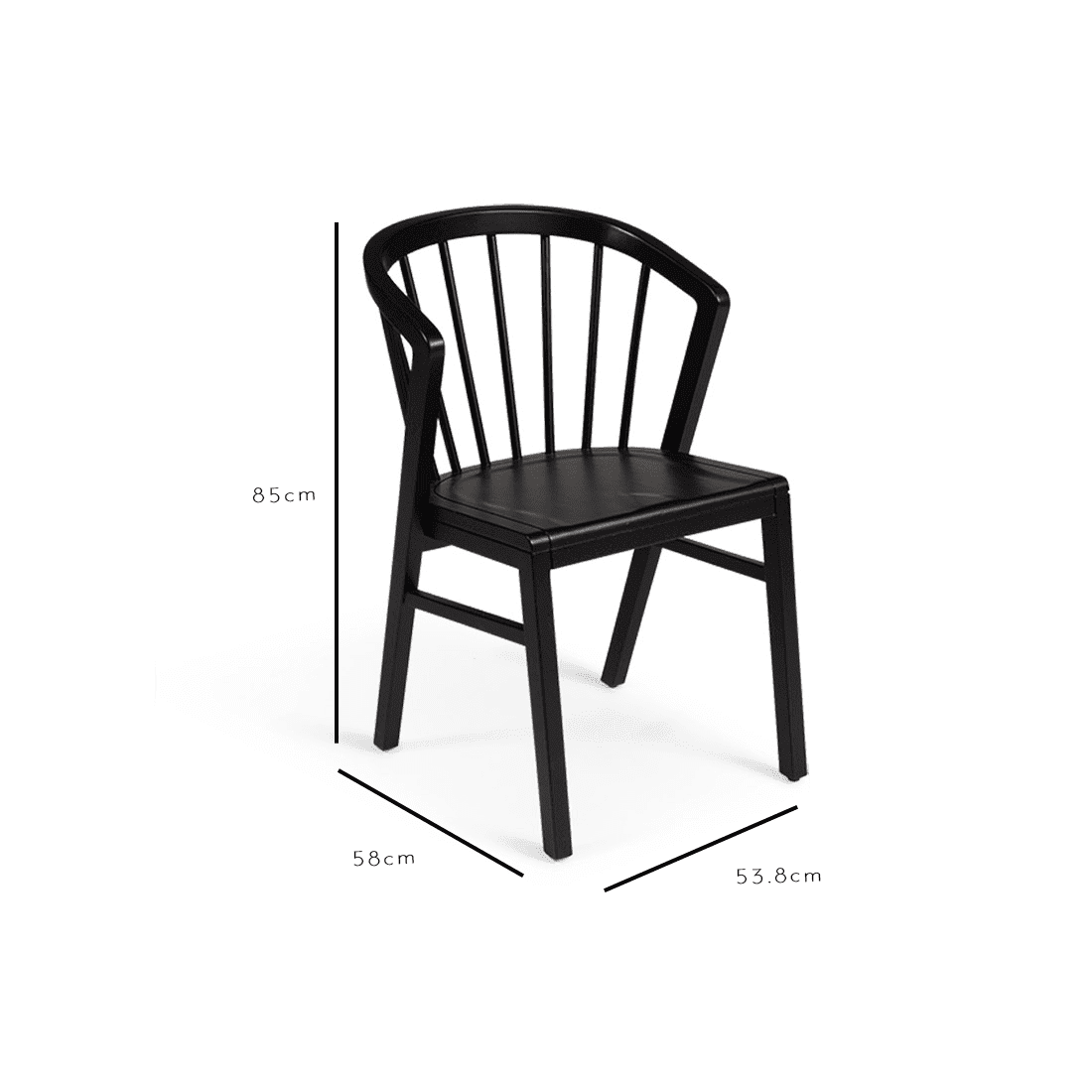 OUTLET - Mabel Black Wooden Spindle Dining Chairs - Set of 2