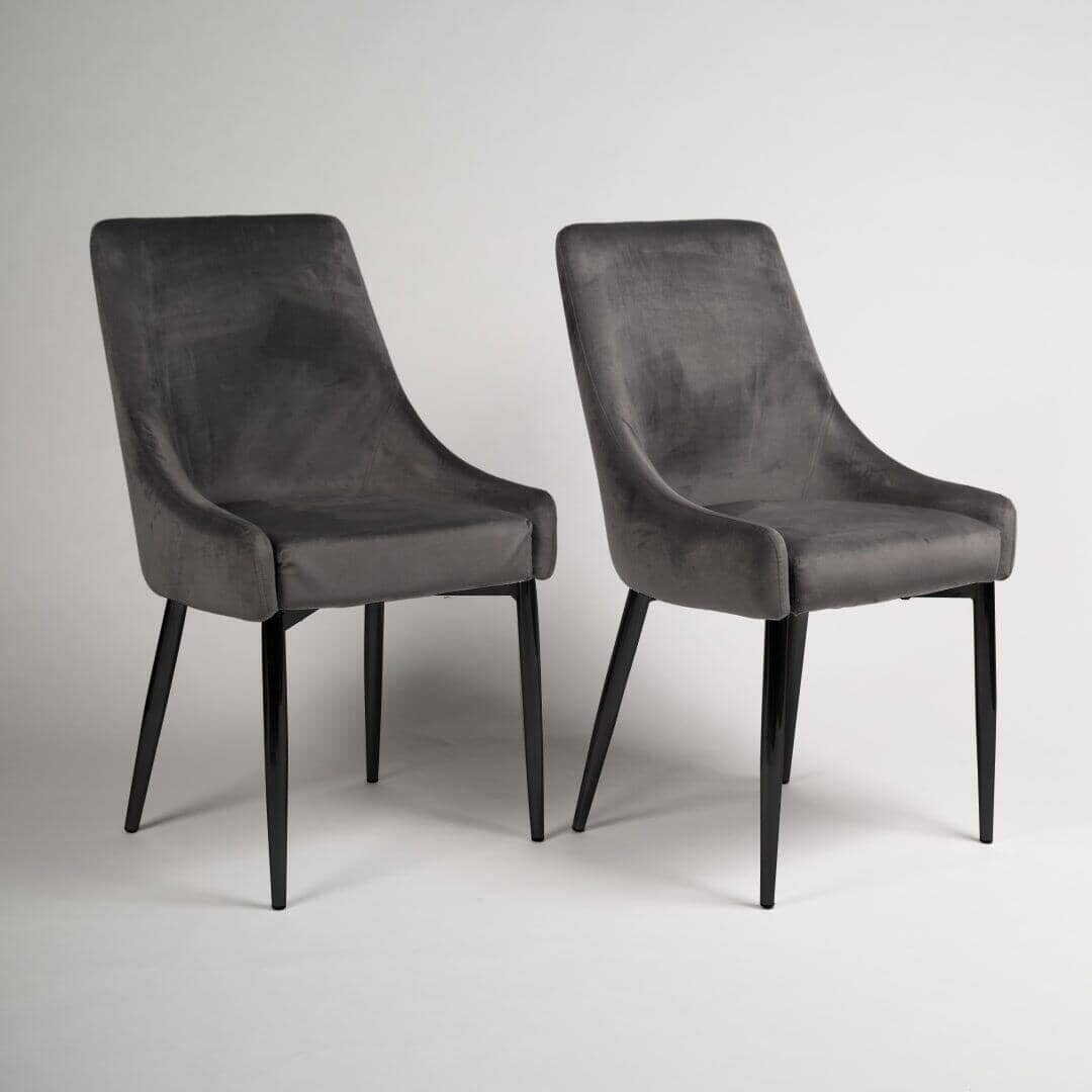 OUTLET - Maeve Grey Dining Chairs - Set of 2 - Black Legs
