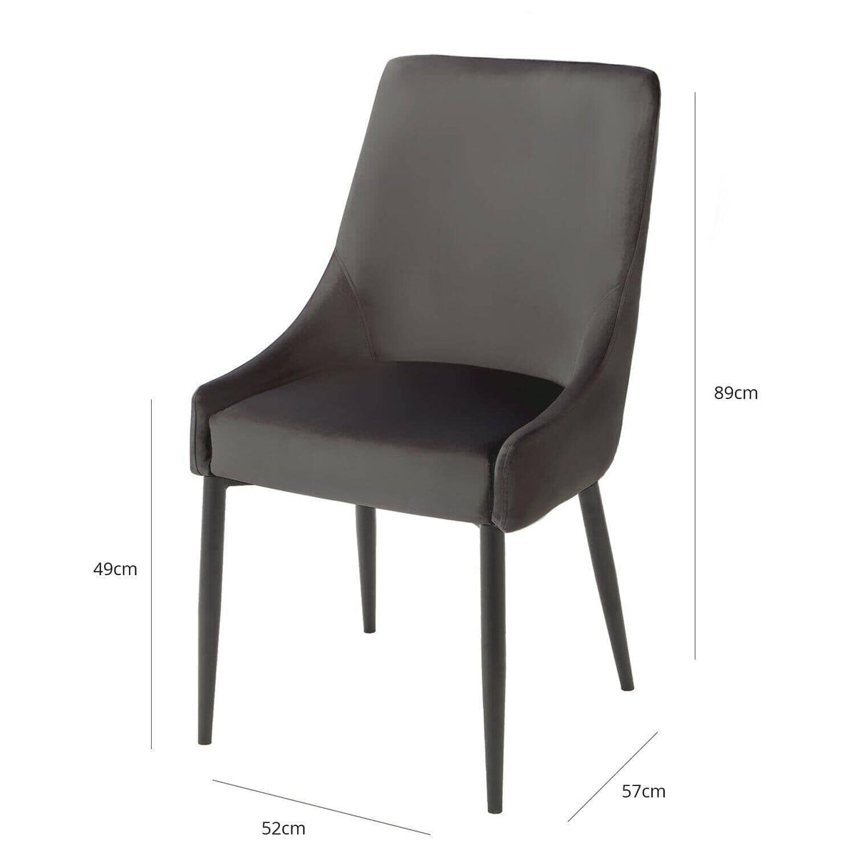 OUTLET - Maeve Grey Dining Chairs - Set of 2 - Black Legs