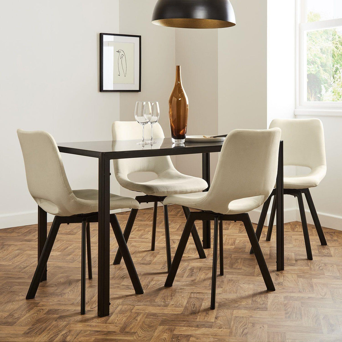 OUTLET - Margot Cream Dining Chairs - Set of 2 - Black Legs