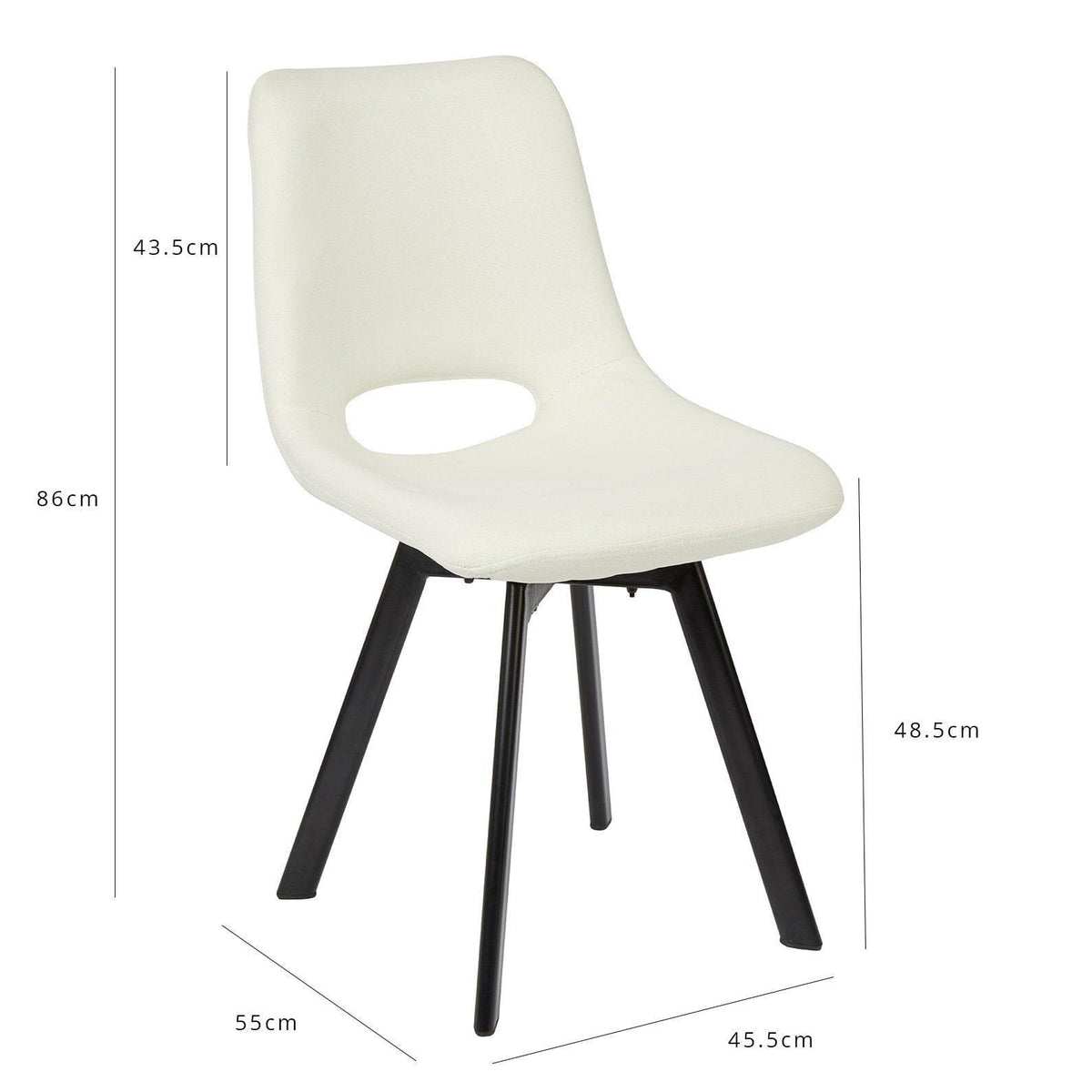 OUTLET - Margot Cream Dining Chairs - Set of 2 - Black Legs