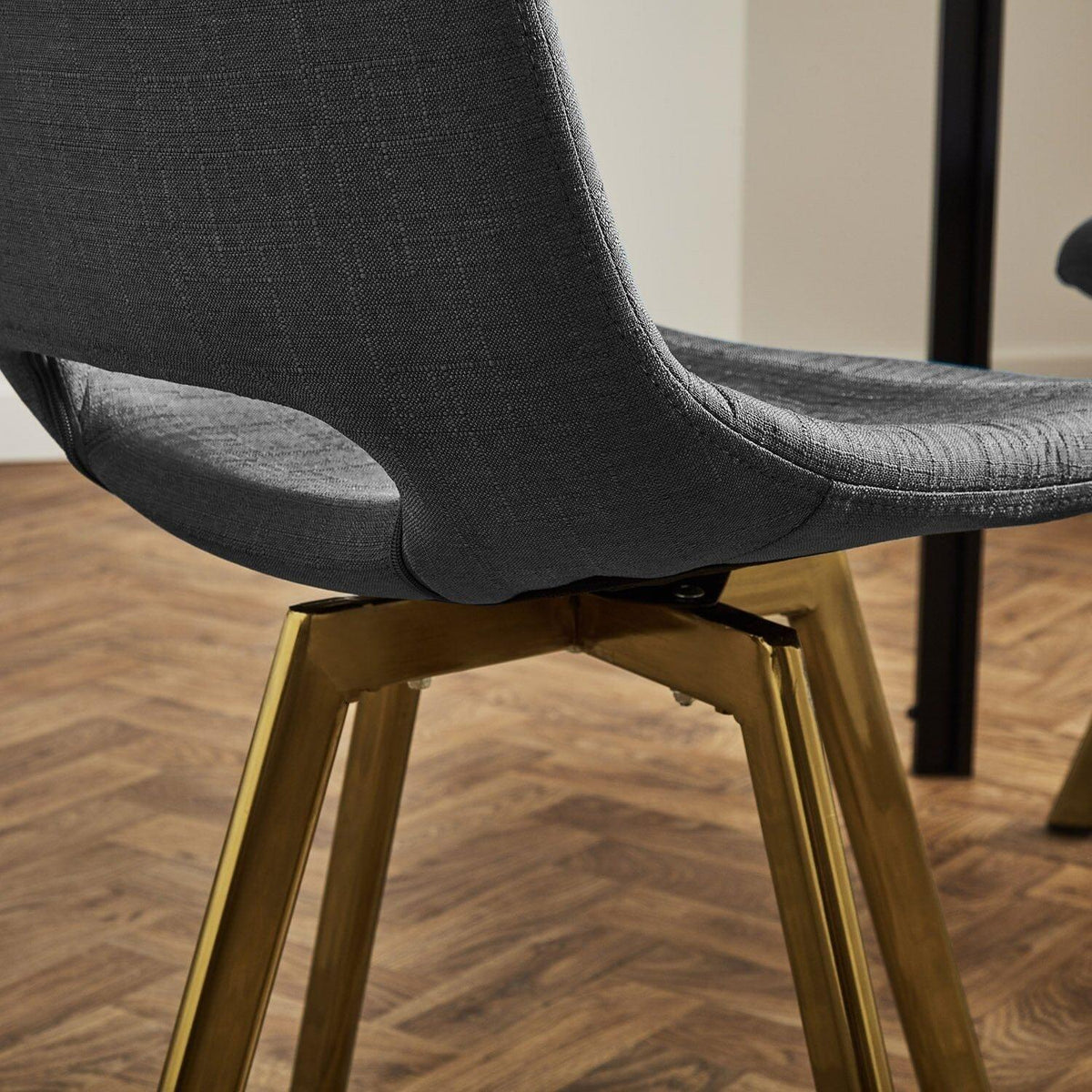 OUTLET - Margot Grey Dining Chairs - Set of 2 - Brass Legs