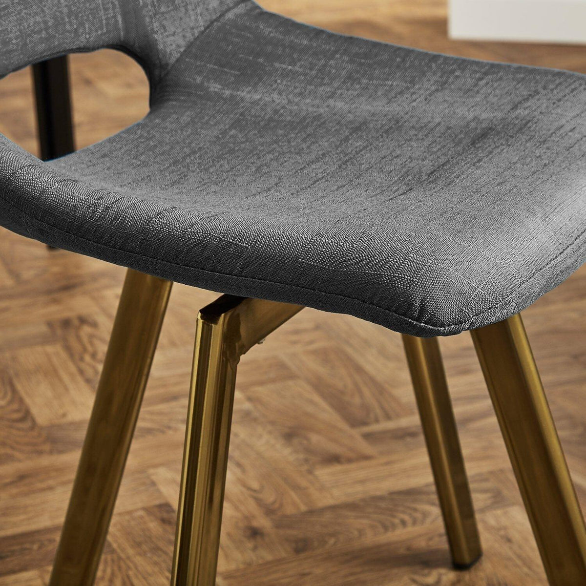 OUTLET - Margot Grey Dining Chairs - Set of 2 - Brass Legs