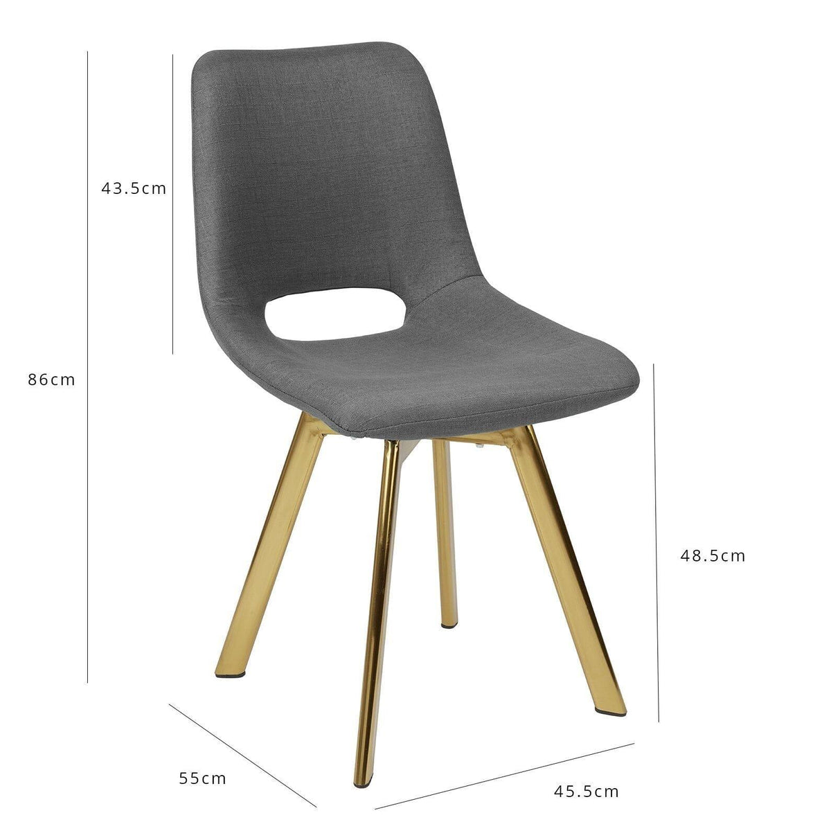 OUTLET - Margot Grey Dining Chairs - Set of 2 - Brass Legs