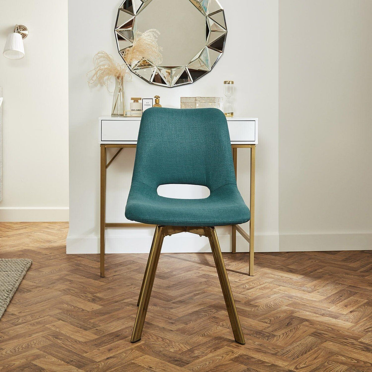 OUTLET - Margot Teal Office Chair - Brass Legs