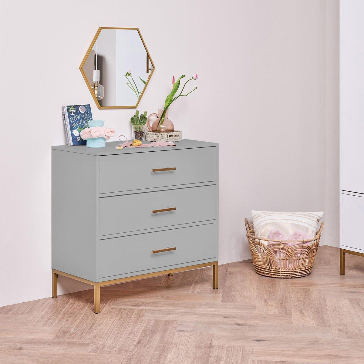 OUTLET - Marie 3 Drawer Chest of Drawers - Grey