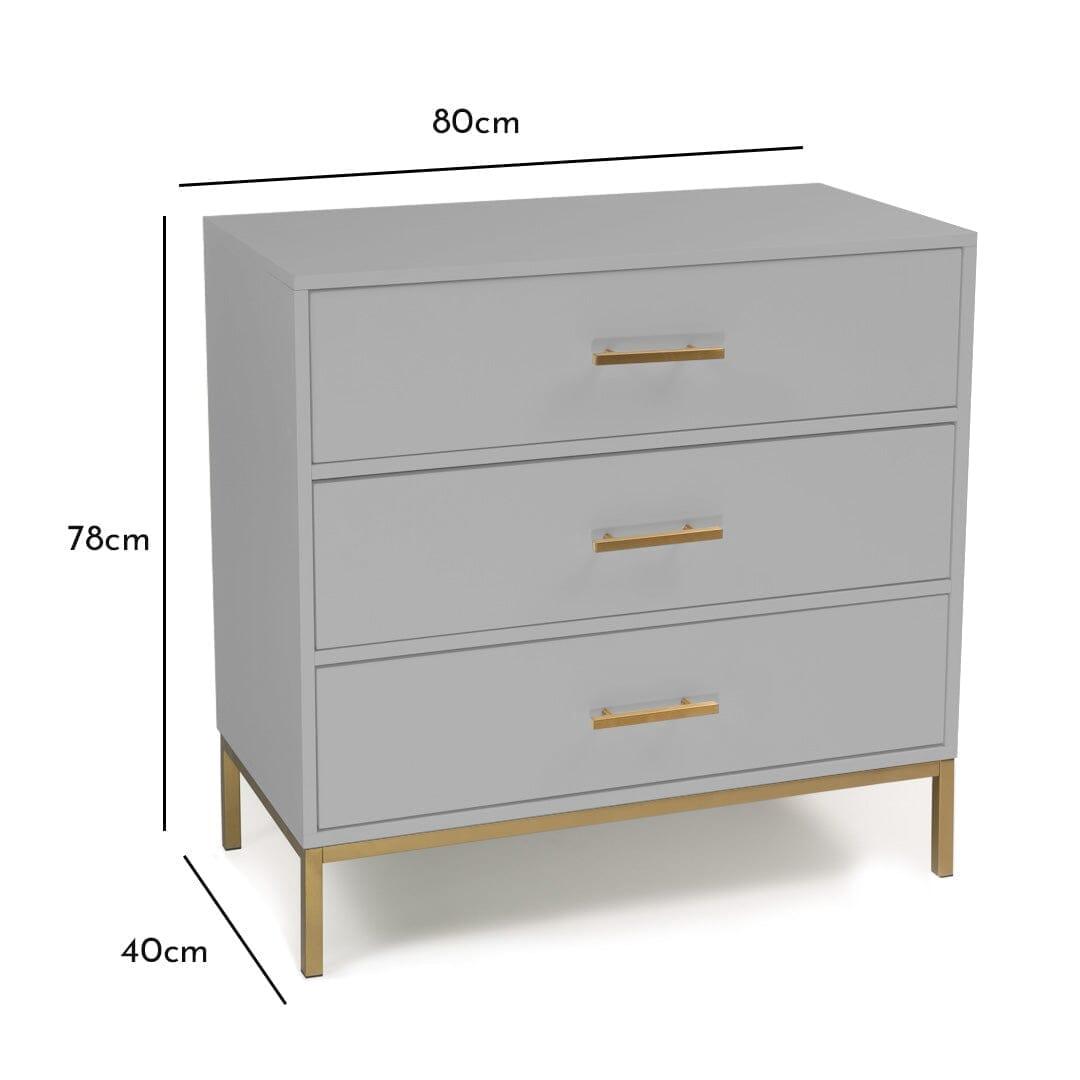 OUTLET - Marie 3 Drawer Chest of Drawers - Grey