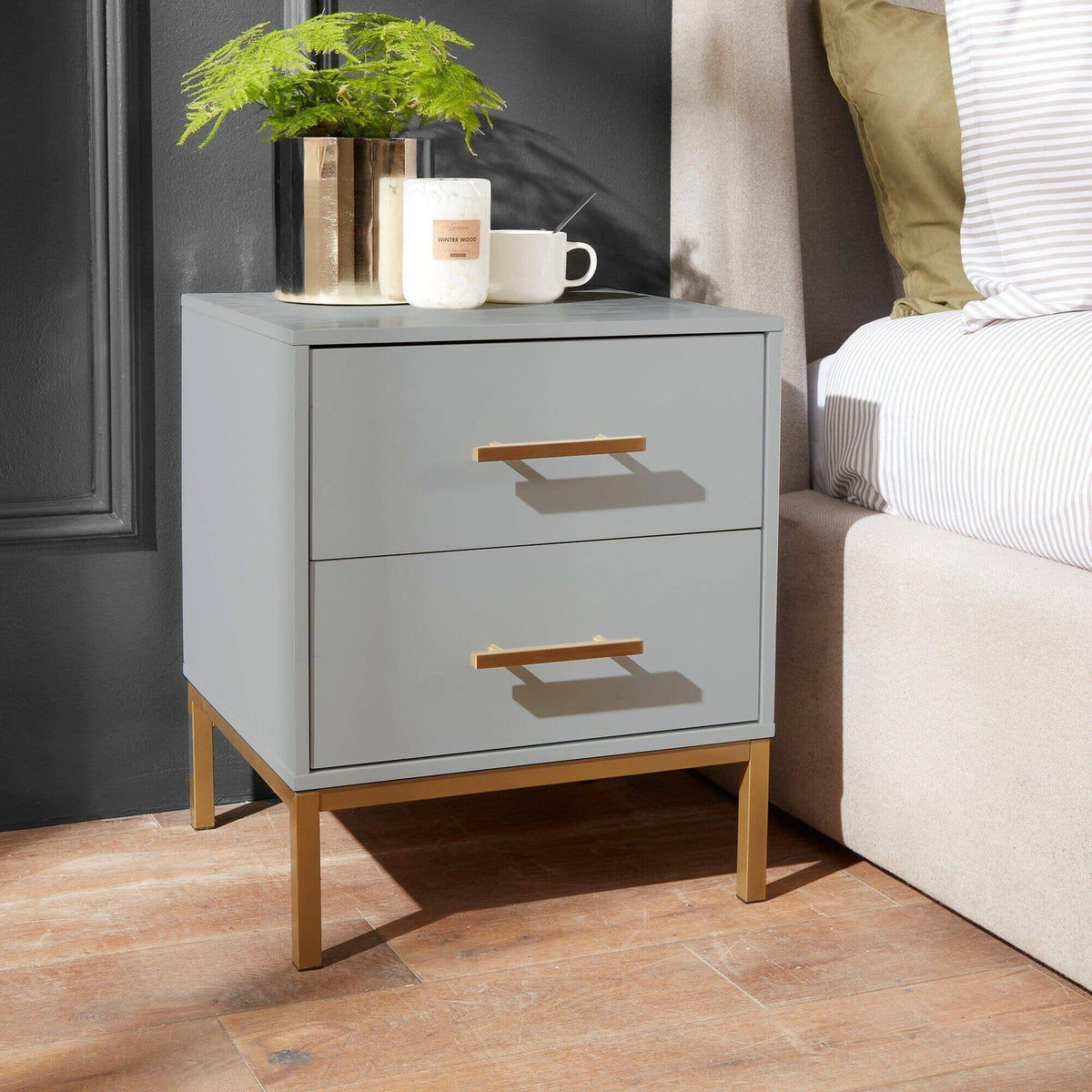 Outlet - Marie Bedside Table - Grey