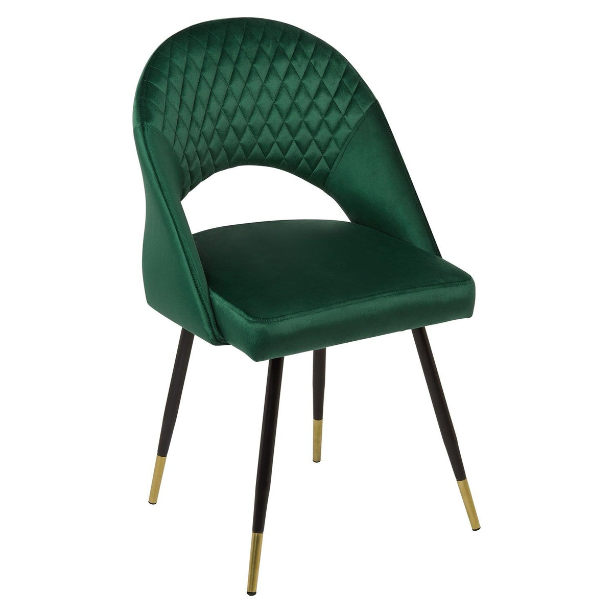 OUTLET - Marilyn Green Velvet Dining Chairs - Set of 2 - Steel Legs