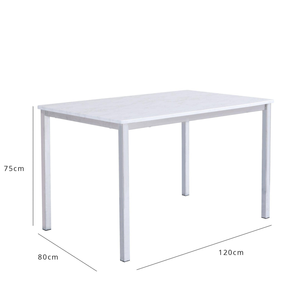 OUTLET - Milo Marble Effect Dining Table - 4 Seater - Chrome Legs